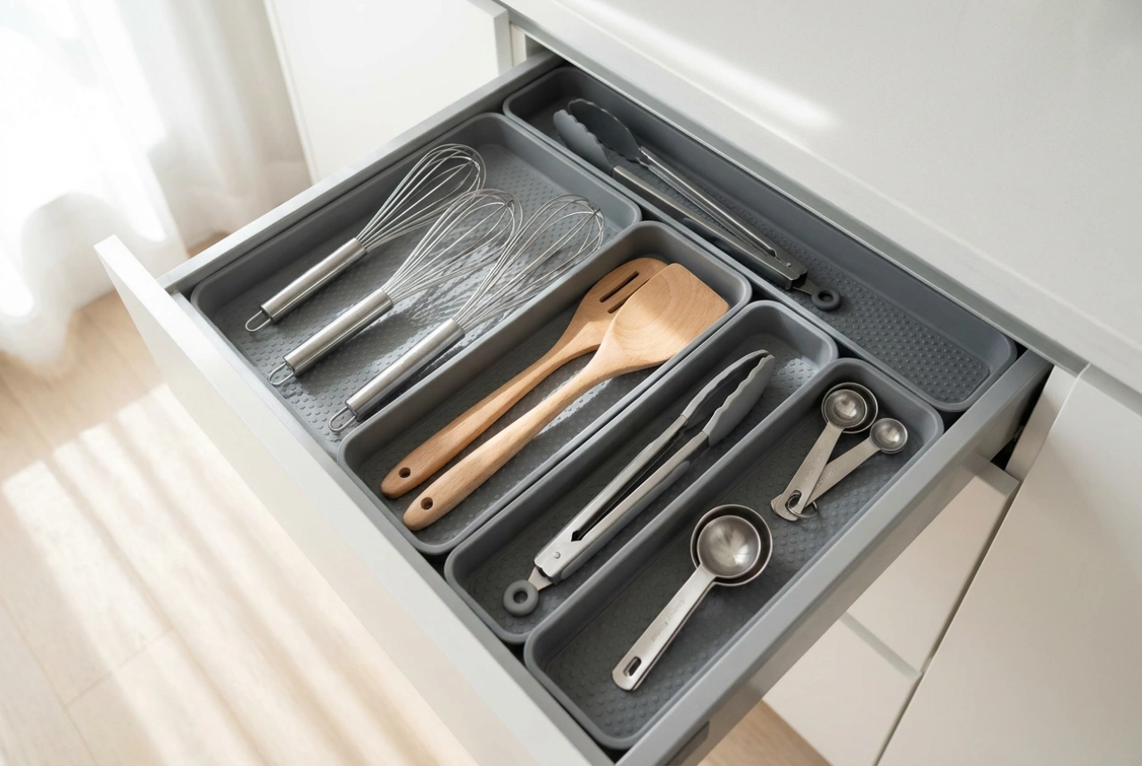 Wie Schubladenmatten die Organisation von Küchenutensilien erleichtern