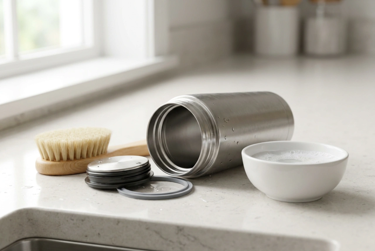 Thermobecher mit Trinktülle materialschonend reinigen