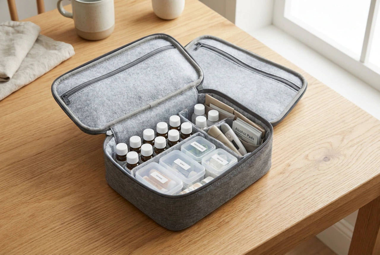 Wie man Ordnung in einer kleinen Thermotasche für Medikamente hält