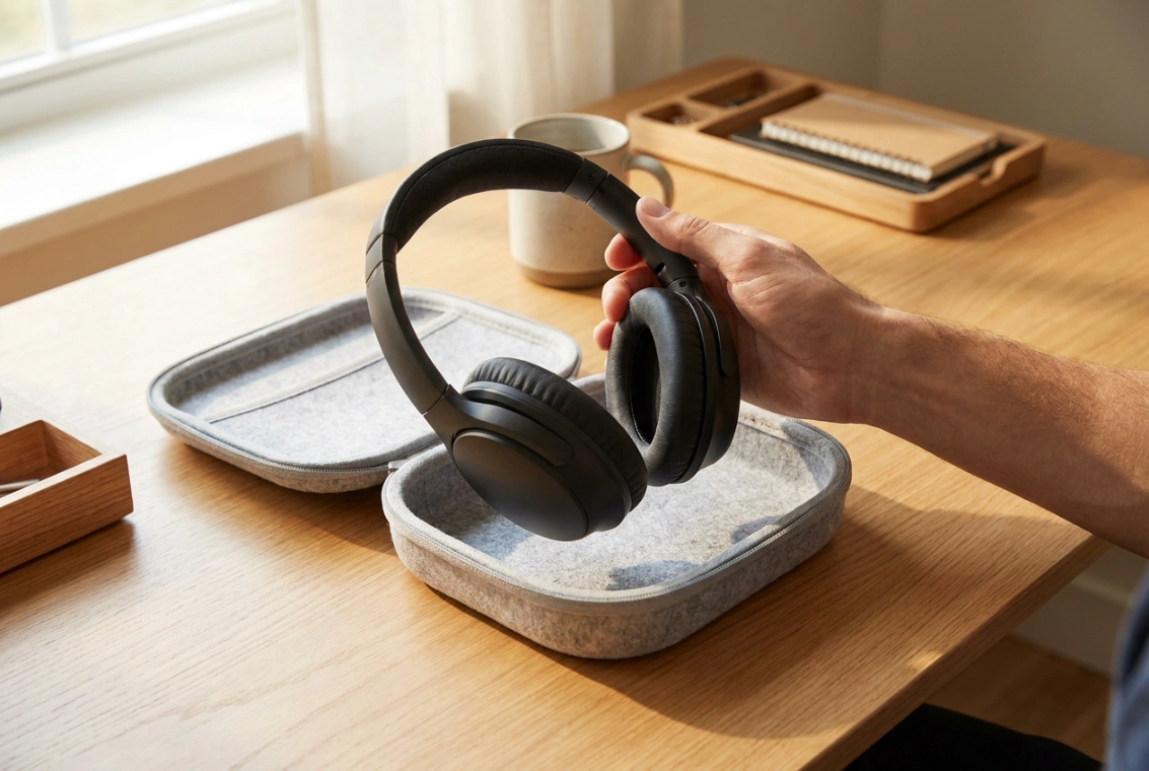 Over-Ear-Kopfhörer verformungsfrei im Etui aufbewahren