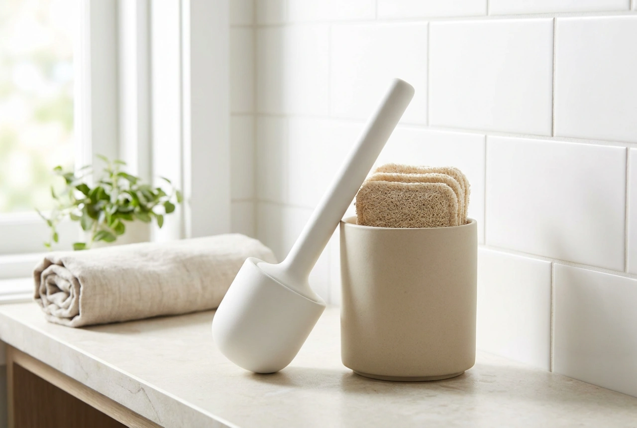 Wie Sie eine WC-Bürste mit austauschbaren Köpfen physikalisch und chemisch korrekt anwenden