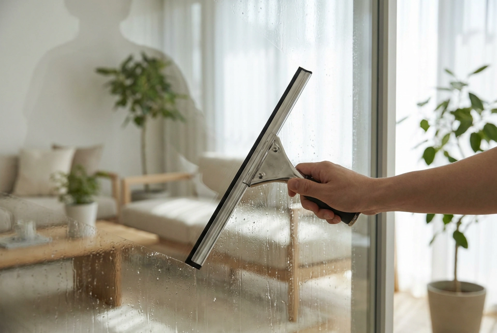 Manueller Fensterabzieher und die richtige Technik für streifenfreie Fenster ohne Elektrogeräte