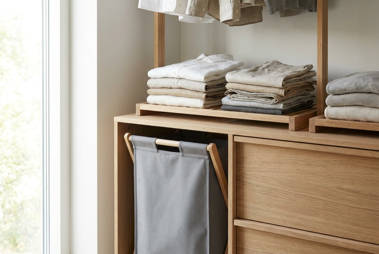 Wäschekorb im Schrank: So trennen Sie getragene und saubere Kleidung richtig