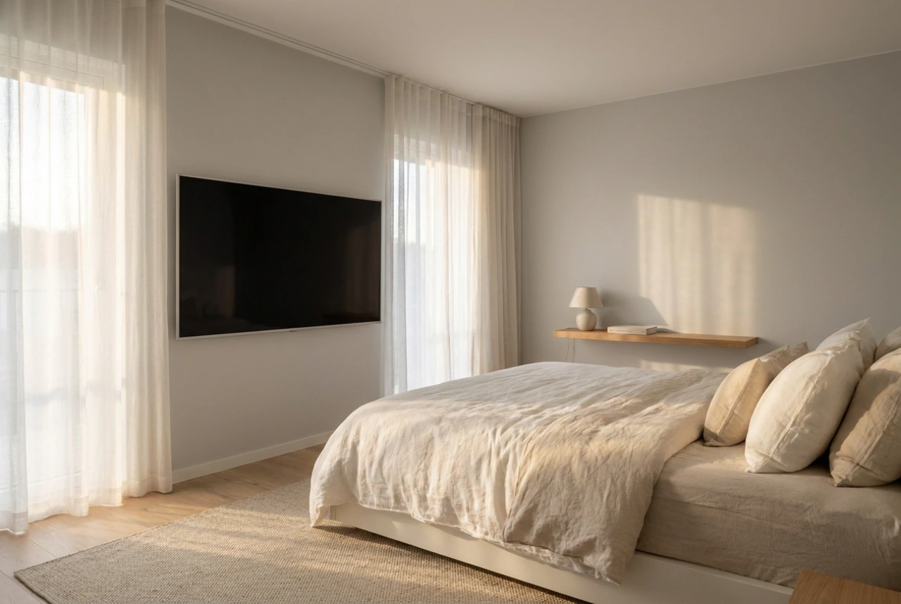 In welcher Höhe sollte der Fernseher im Schlafzimmer montiert werden?
