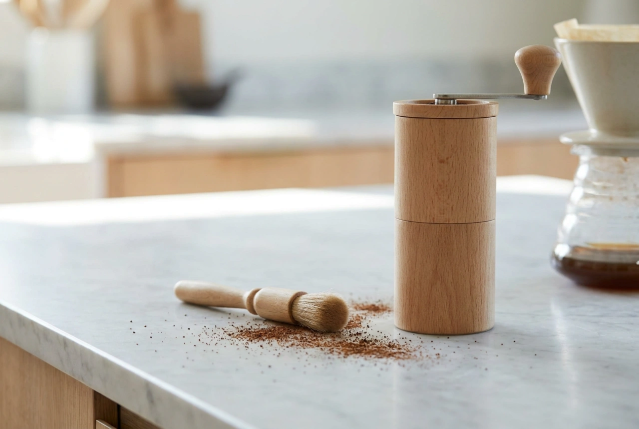 Manuelle Kaffeemühle reinigen ohne Spülen der Mahlwerke
