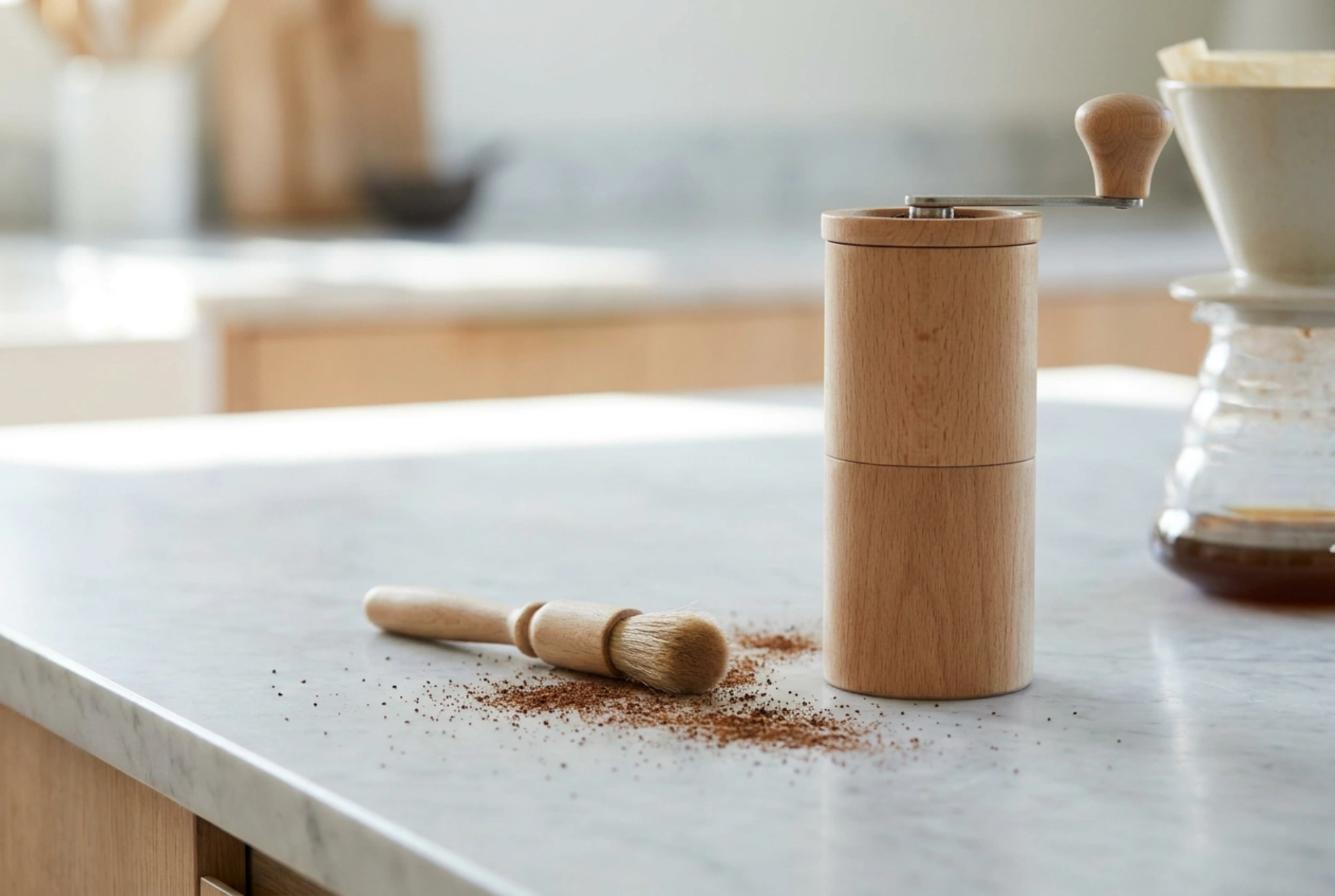 Manuelle Kaffeemühle reinigen ohne Spülen der Mahlwerke