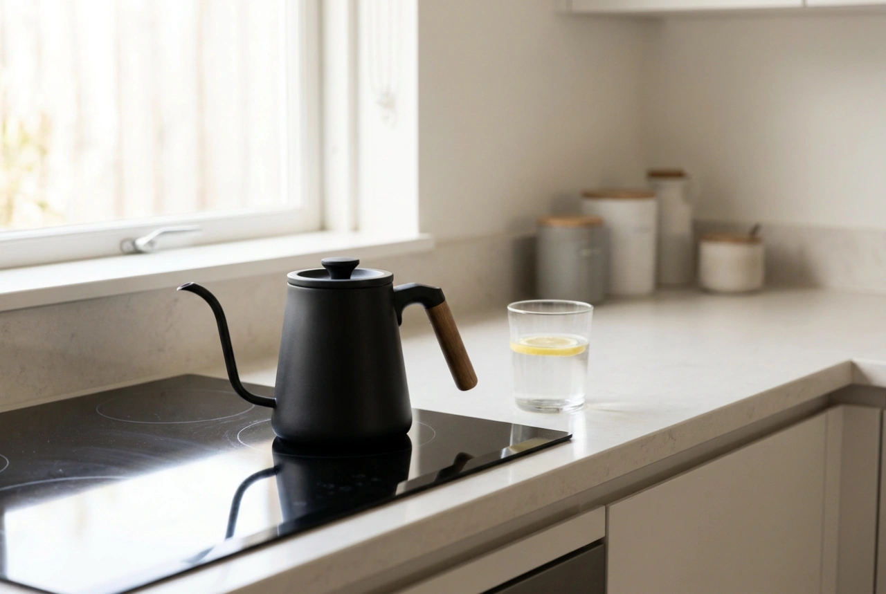 Schwarze Induktionswasserkessel entkalken: Schonende Methoden für matte Oberflächen