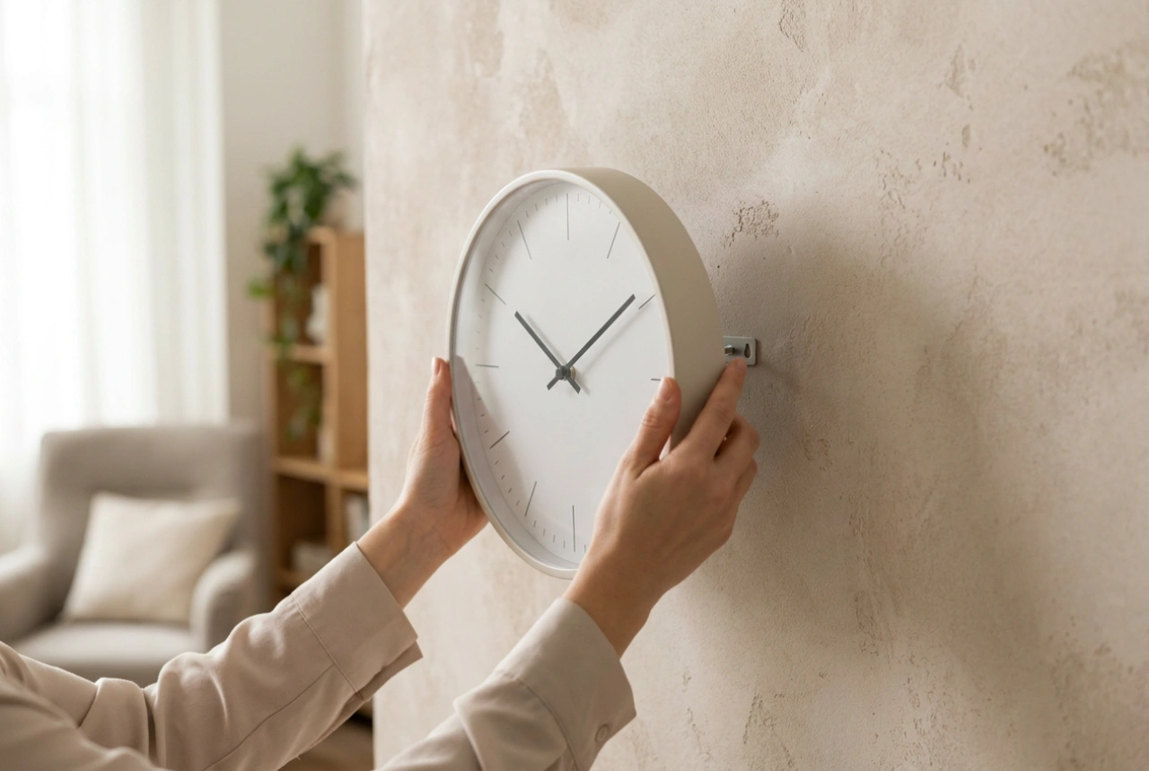 Wie Sie eine moderne Wanduhr im Wohnzimmer chaosfrei aufhängen