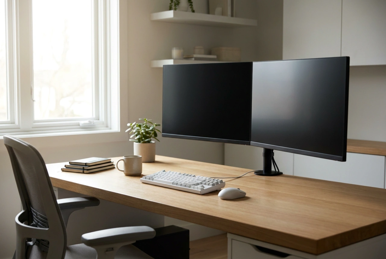 Wie Sie eine Doppel-Monitorhalterung für ergonomisches Arbeiten richtig einstellen