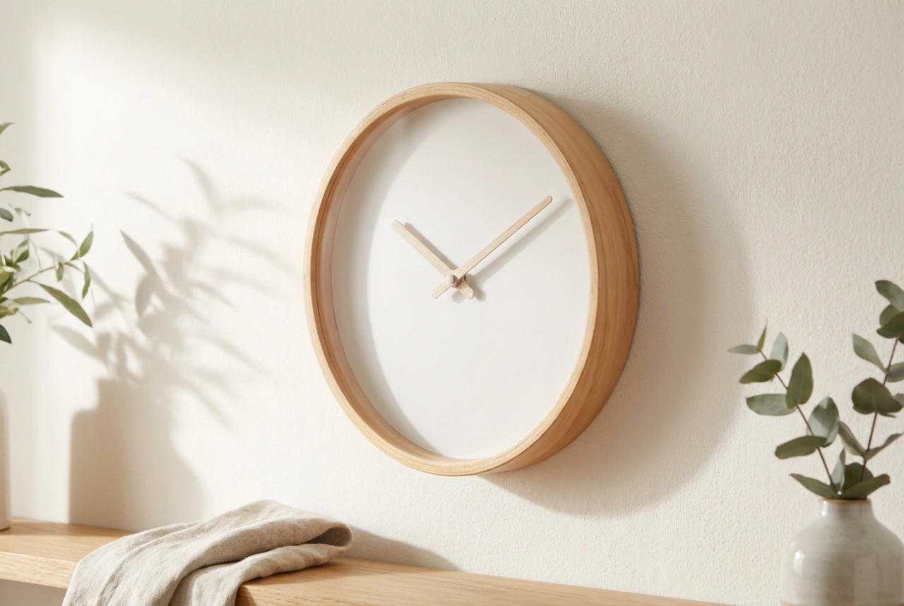 Wie man eine große Holzwanduhr aufhängt, ohne den Raum zu erdrücken