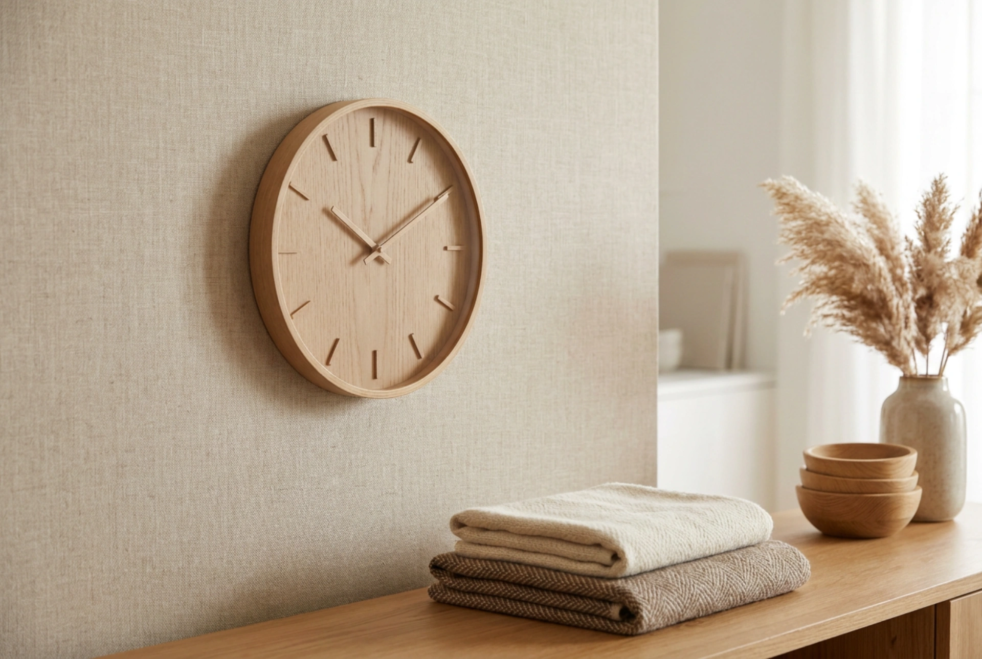 Wie Sie eine Holzwanduhr perfekt auf warme Materialien abstimmen