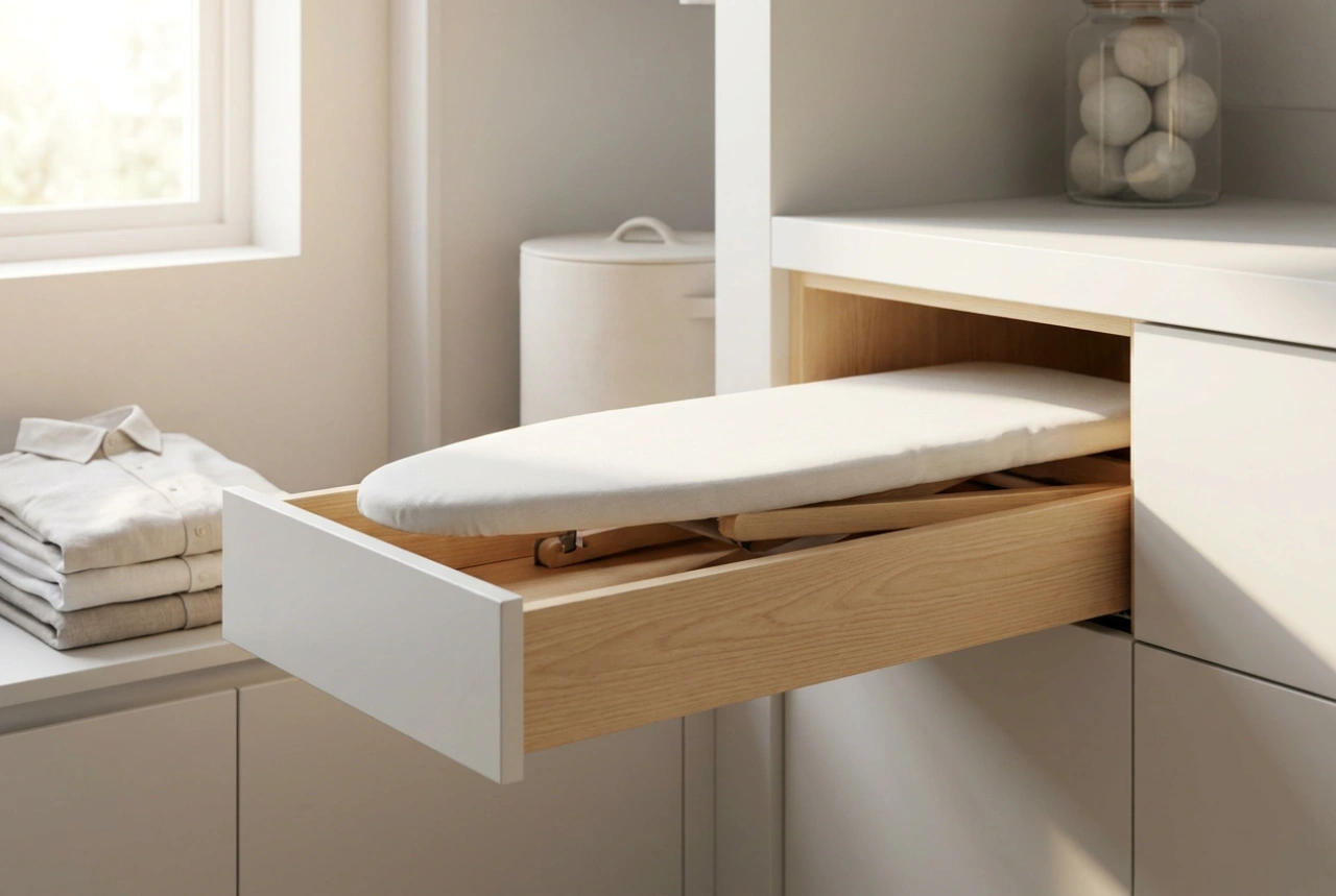Bügelbrett im Schrank planen: Ergonomie und platzsparende Integration