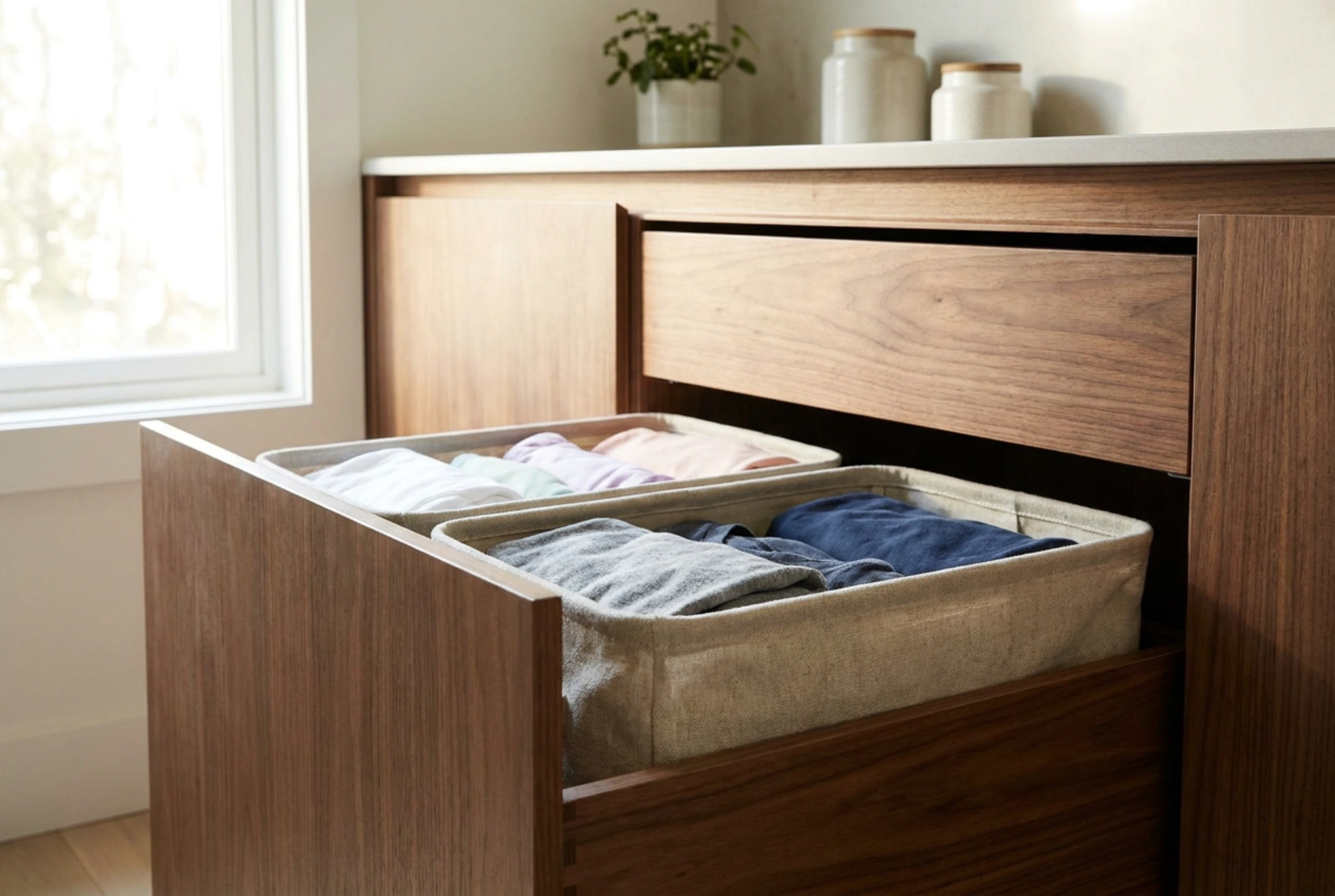 Wäschekippe im Einbauschrank: Strategien für die effiziente Wäschetrennung