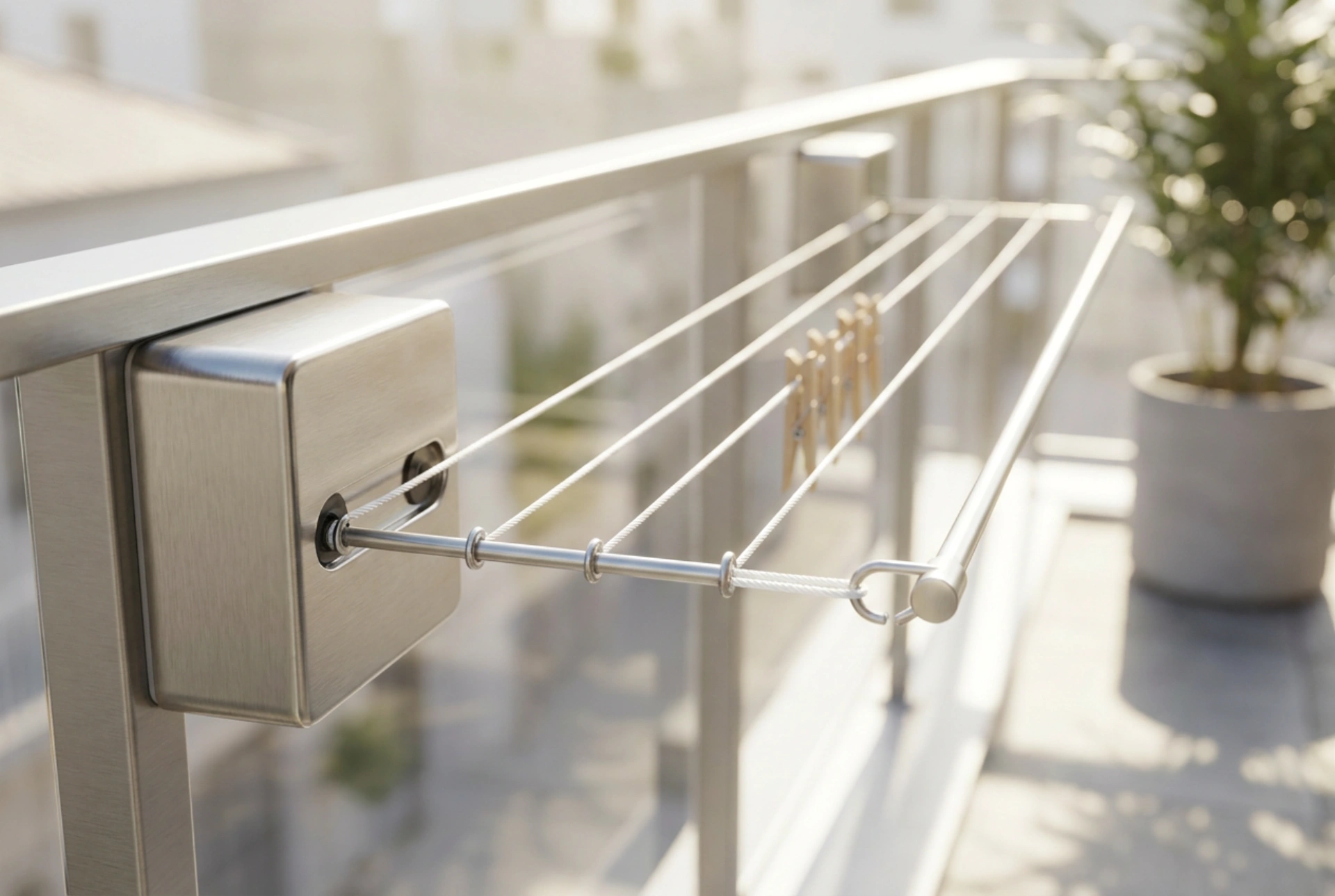 Wäscheleinen auf dem Balkon richtig spannen: Straff, gleichmäßig und stabil