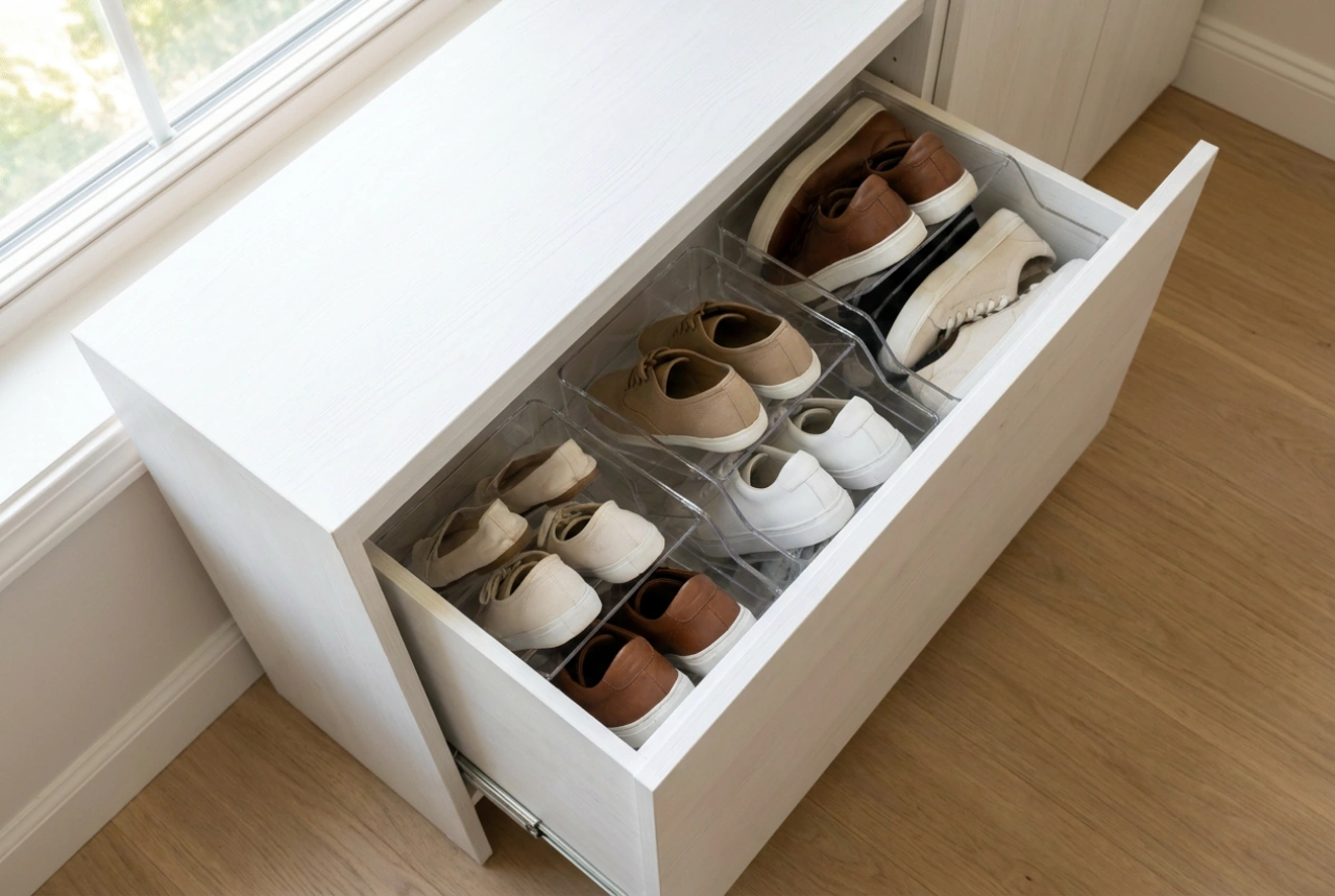 Schmalen Schuhschrank organisieren: So passt deutlich mehr hinein