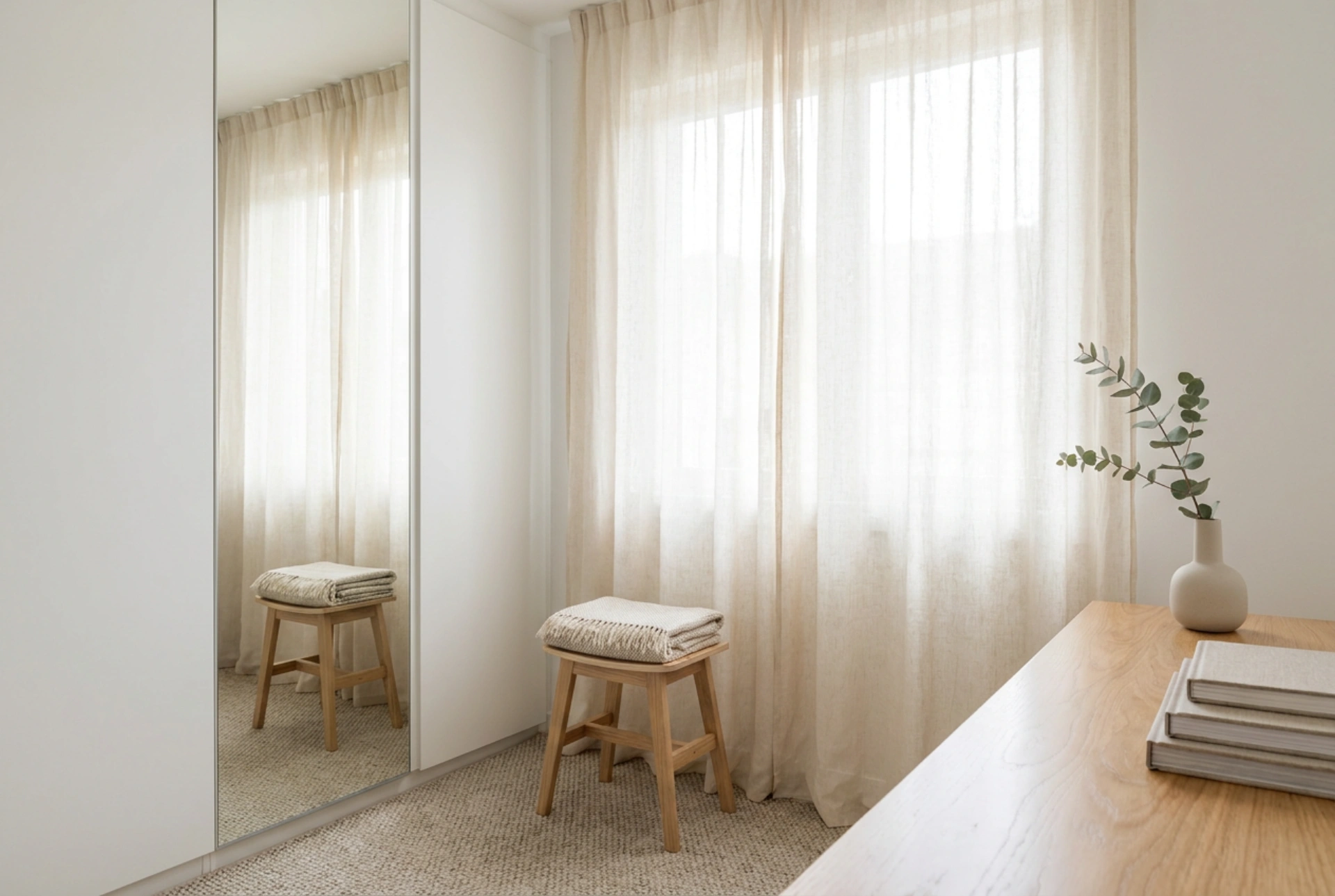 Der weiße Spiegelschrank: Strategien für optische Weite im kleinen Schlafzimmer