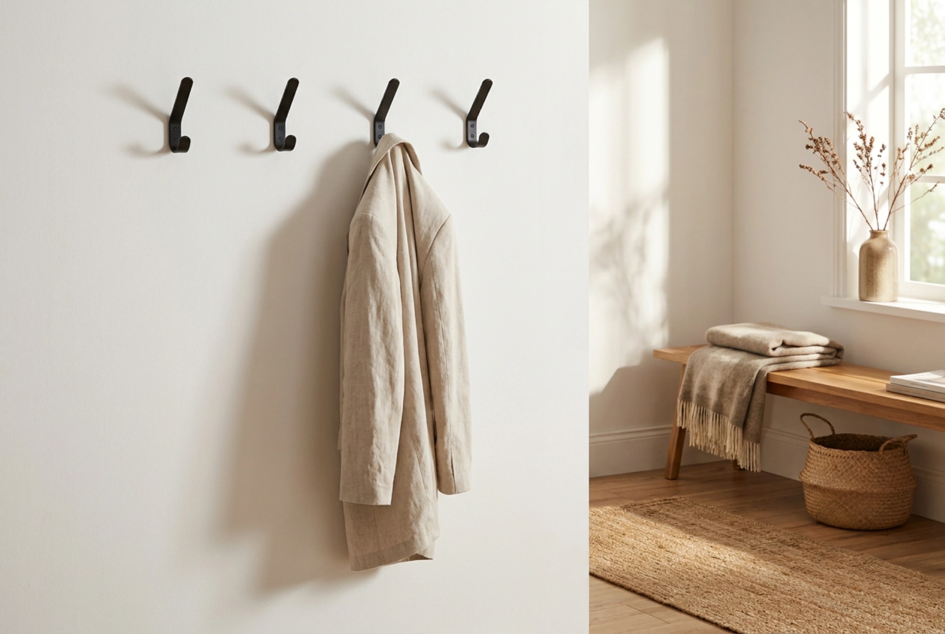 Wandhaken im Flur richtig anordnen: Ergonomie und Wandmontage