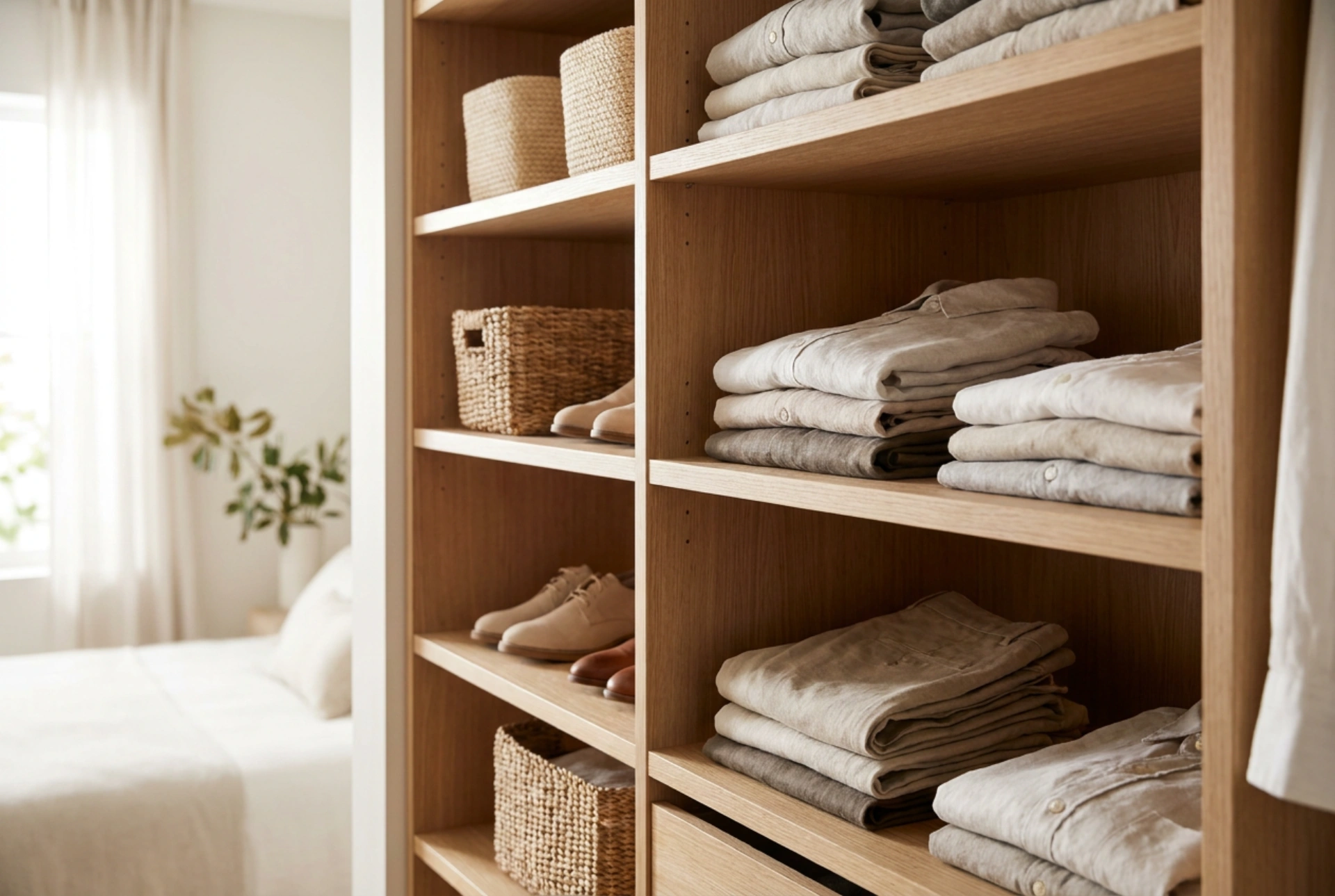 Praktische Kleiderschrank-Aufteilung für den Alltag im Schlafzimmer