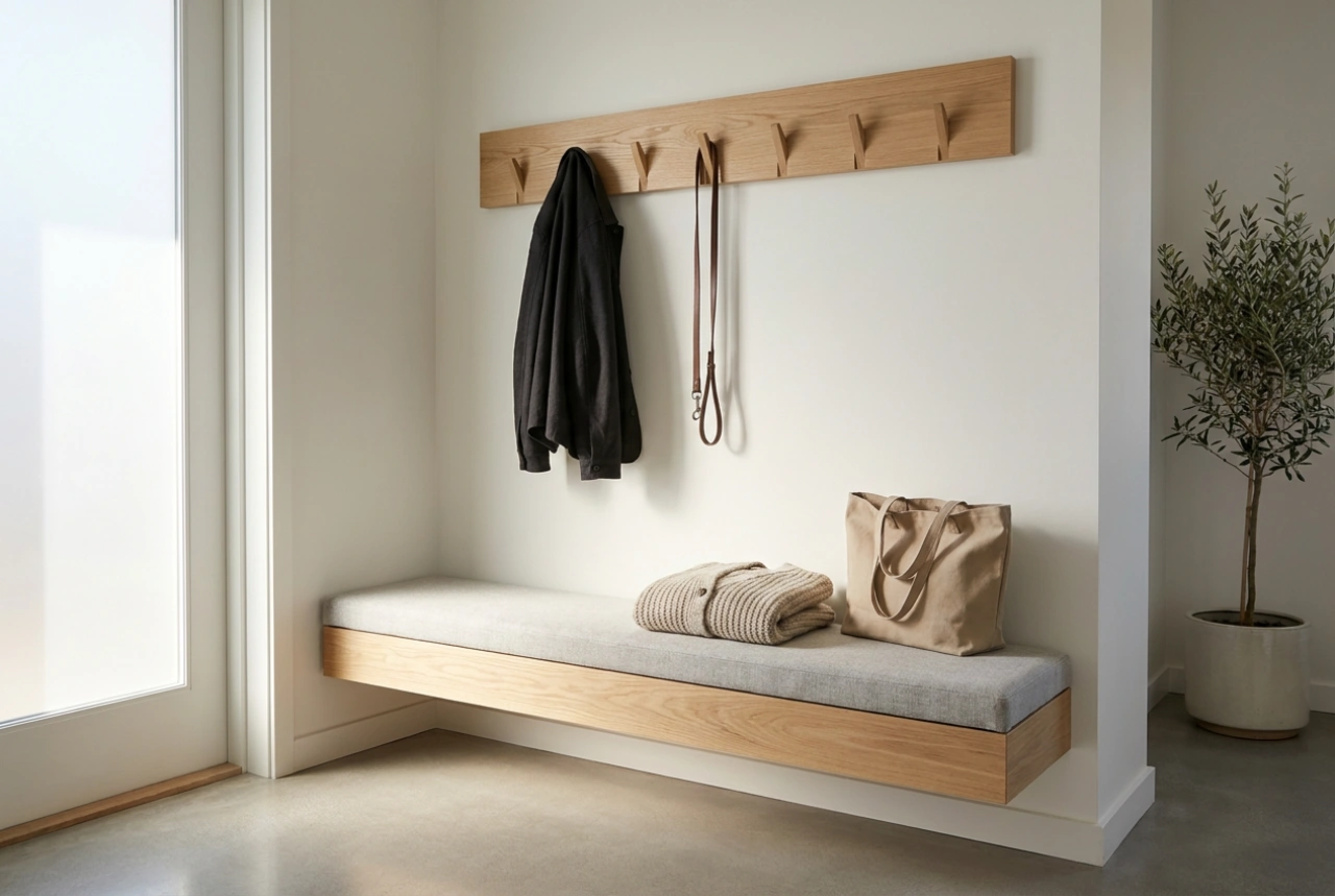 Wie Sie eine Garderobe mit Sitzbank für die tägliche Kleiderorganisation nutzen
