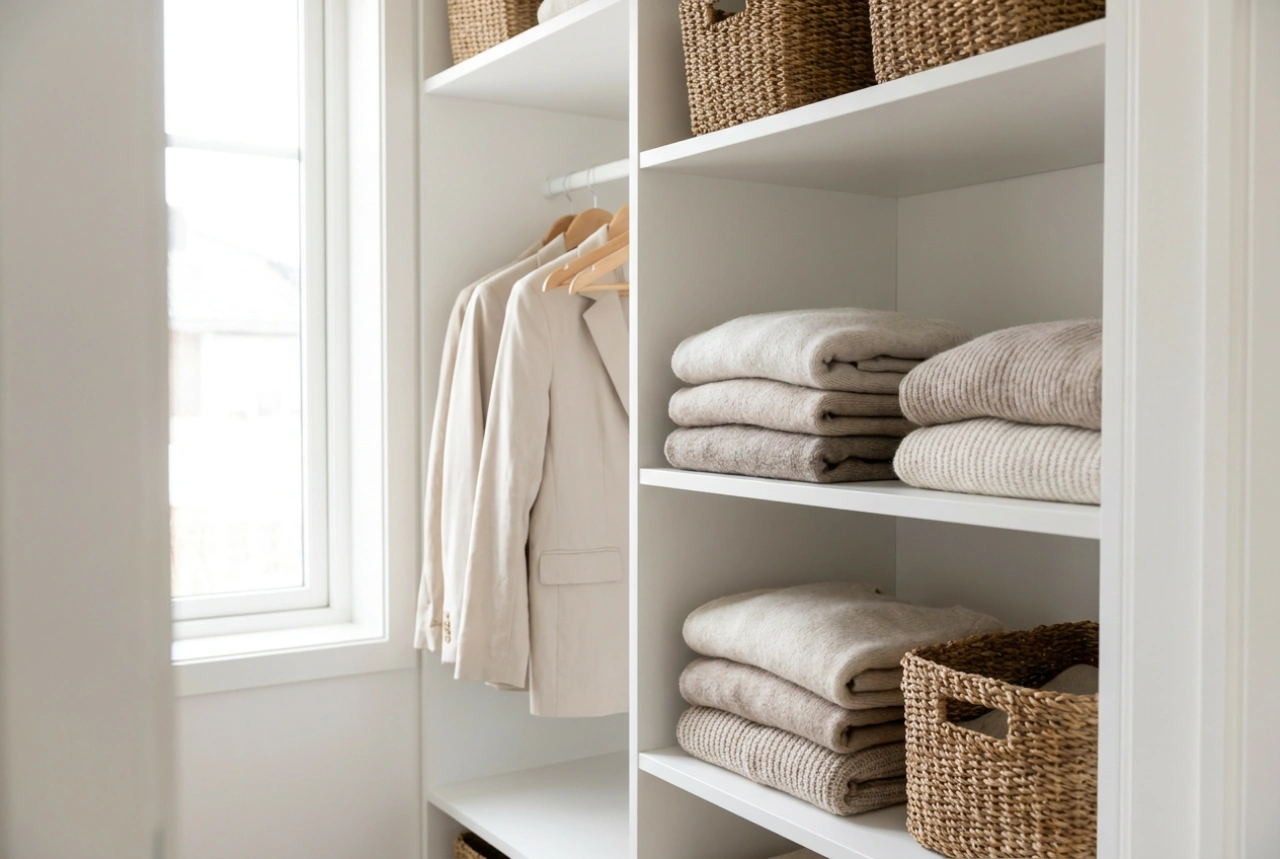 Wie man einen großen Flurschrank in praktische Zonen unterteilt