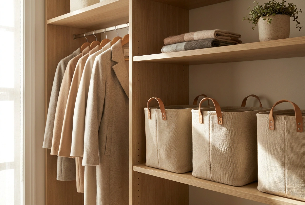 Kleinen Flurschrank organisieren: Systematik für Jacken und Taschen