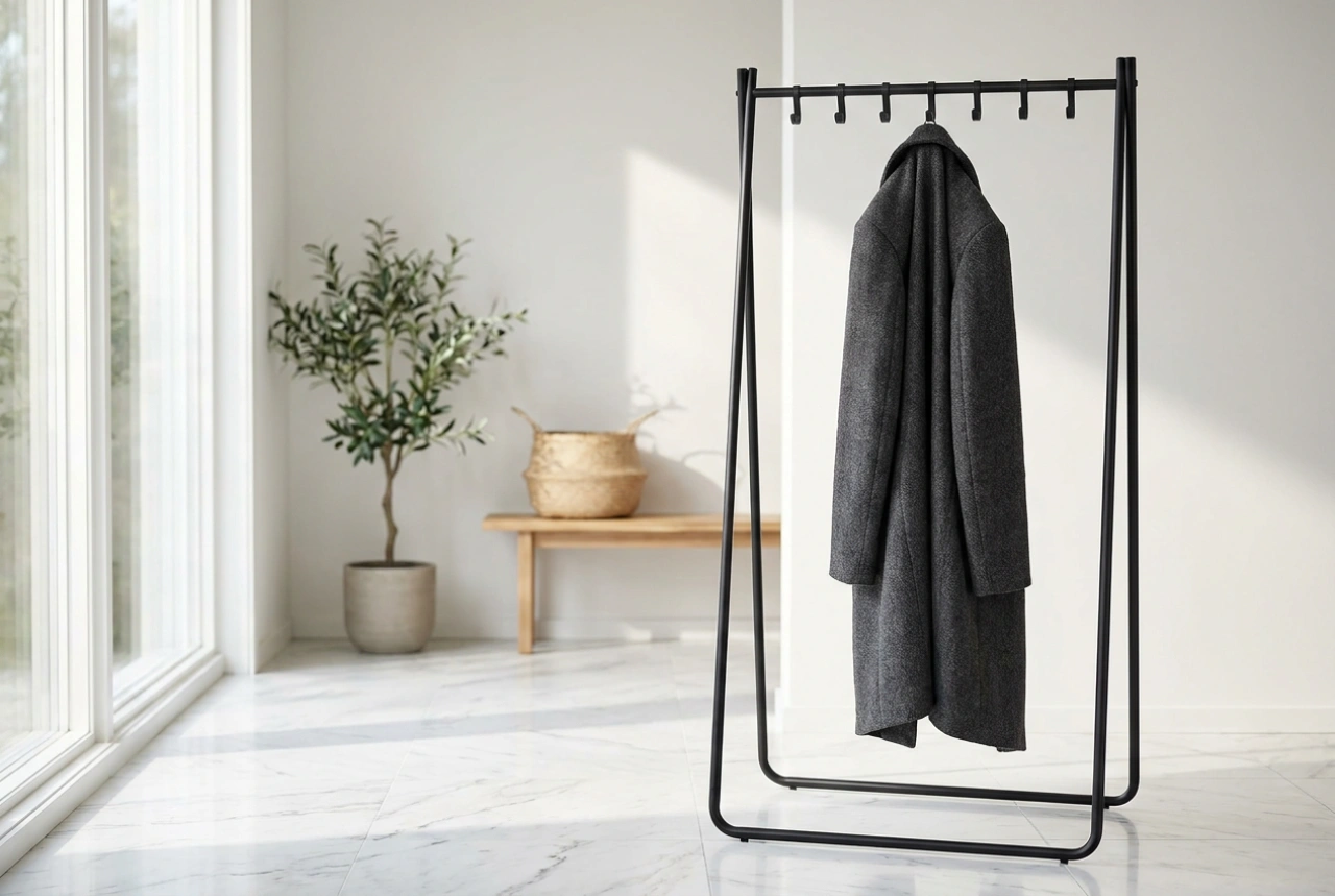 Wie eine schwarze Garderobe den Eingangsbereich strukturiert