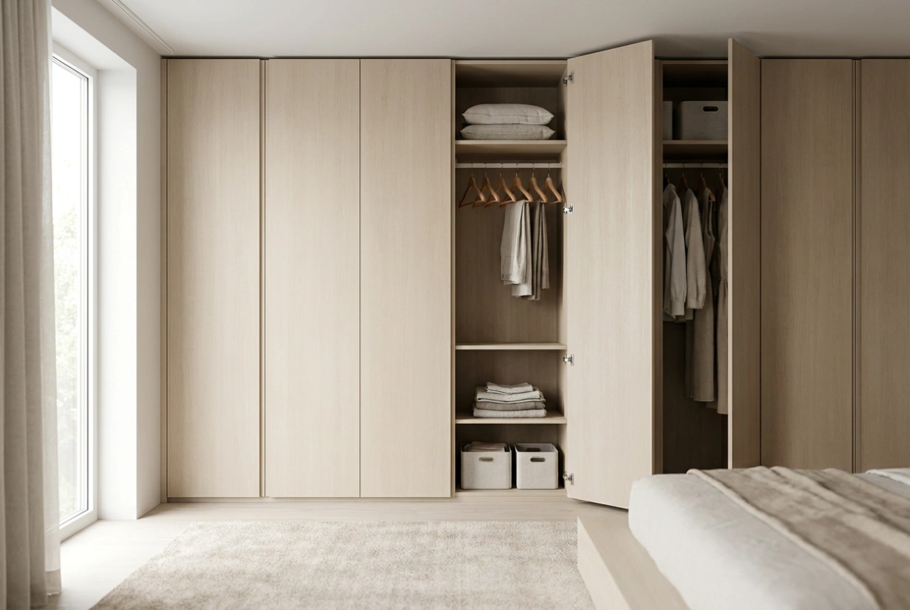 Wie man einen großen Kleiderschrank plant, ohne den Raum visuell zu erdrücken