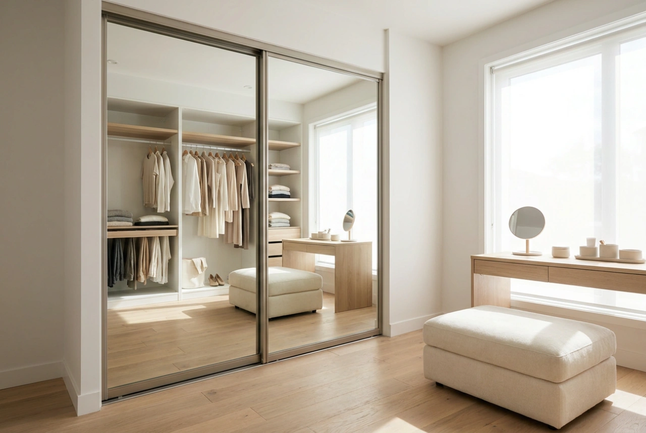 Wie Schiebetüren mit Spiegeln die Garderobe ordnen und optisch vergrößern