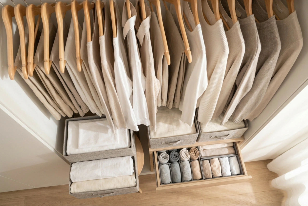 Kleinen Kleiderschrank clever in Zonen organisieren