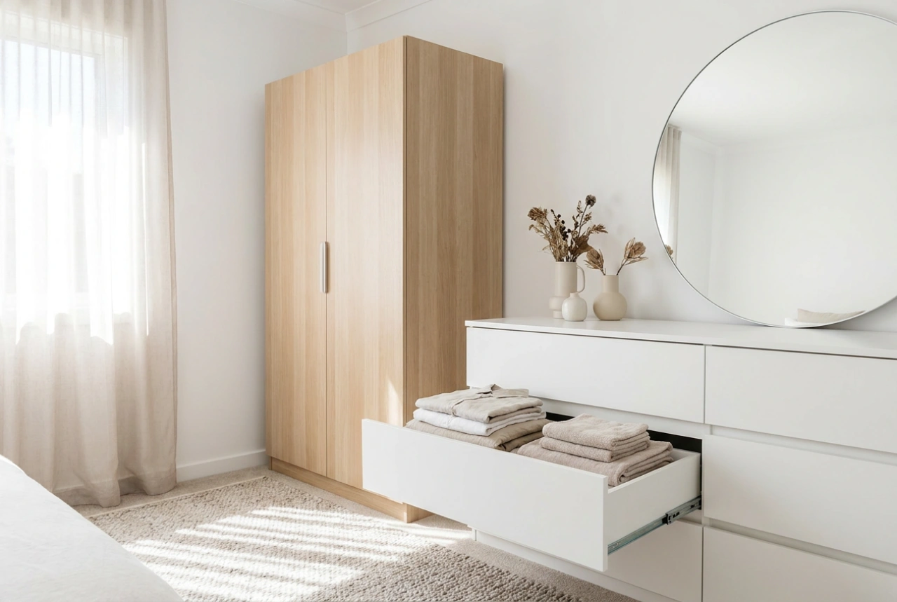 Schrank und Kommode im Schlafzimmer klug anordnen für müheloses Aufräumen