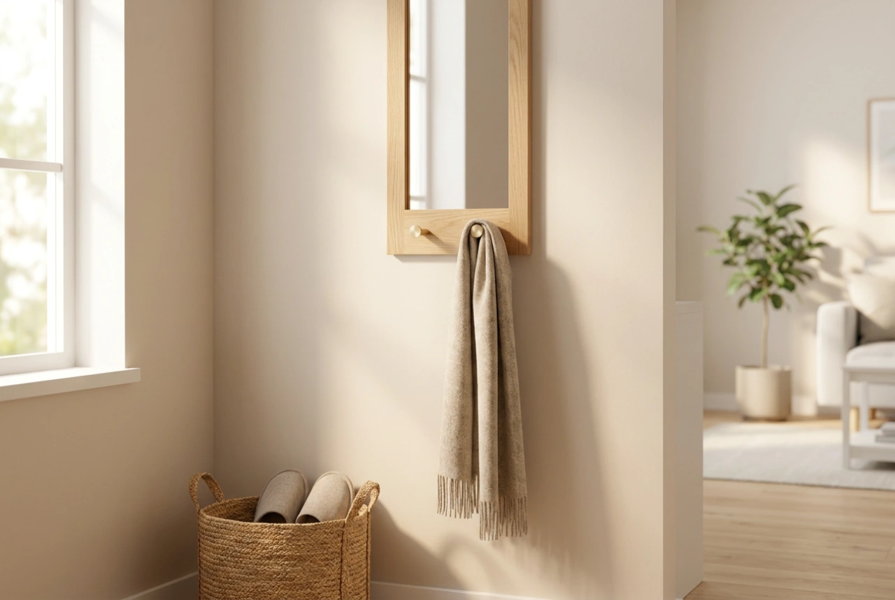 Wie Sie einen Spiegel mit integrierter Garderobe im kleinen Flur optimal nutzen