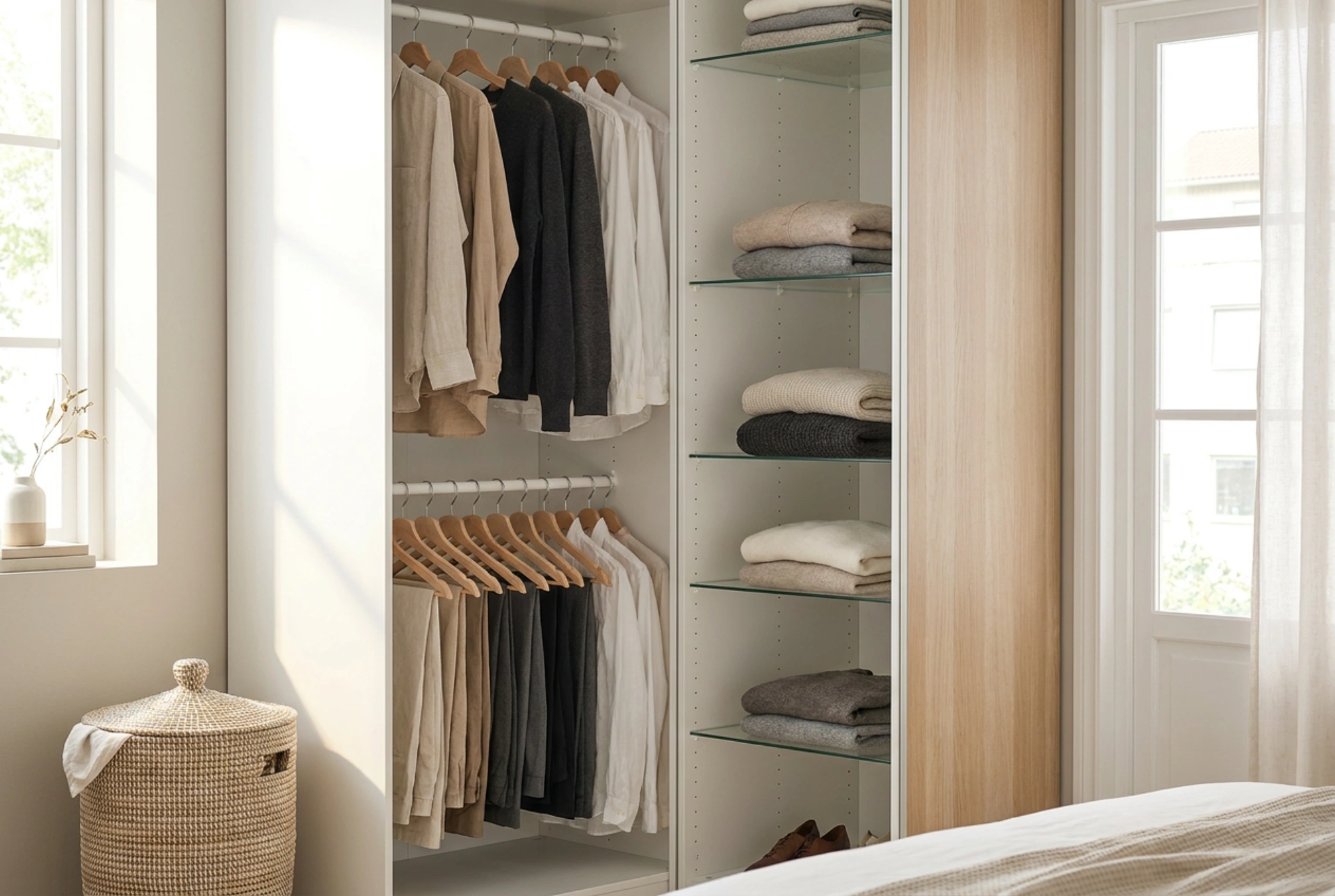 Wie Sie dauerhaft Ordnung im offenen Kleiderschrank halten