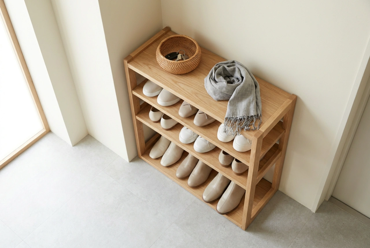 Der praktische Eckschuhschrank im schmalen Flur