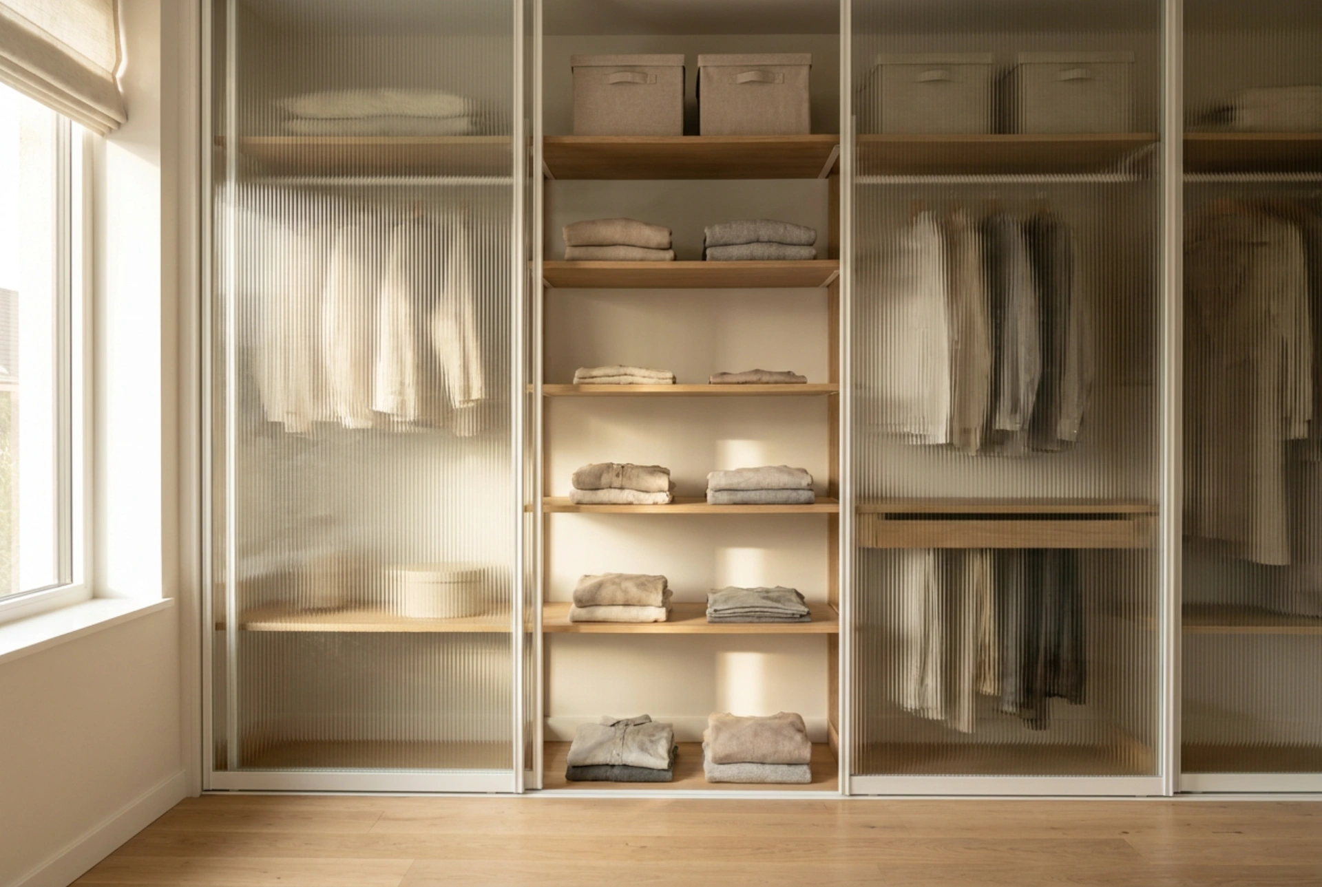 Glasstüren für den Kleiderschrank planen und Unordnung elegant kaschieren