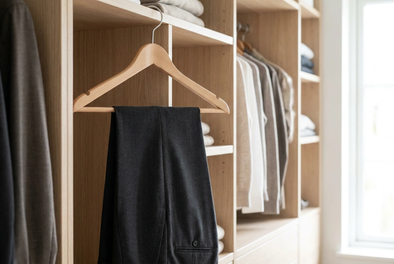 Hosenbügel für den Kleiderschrank richtig auswählen und Falten vermeiden