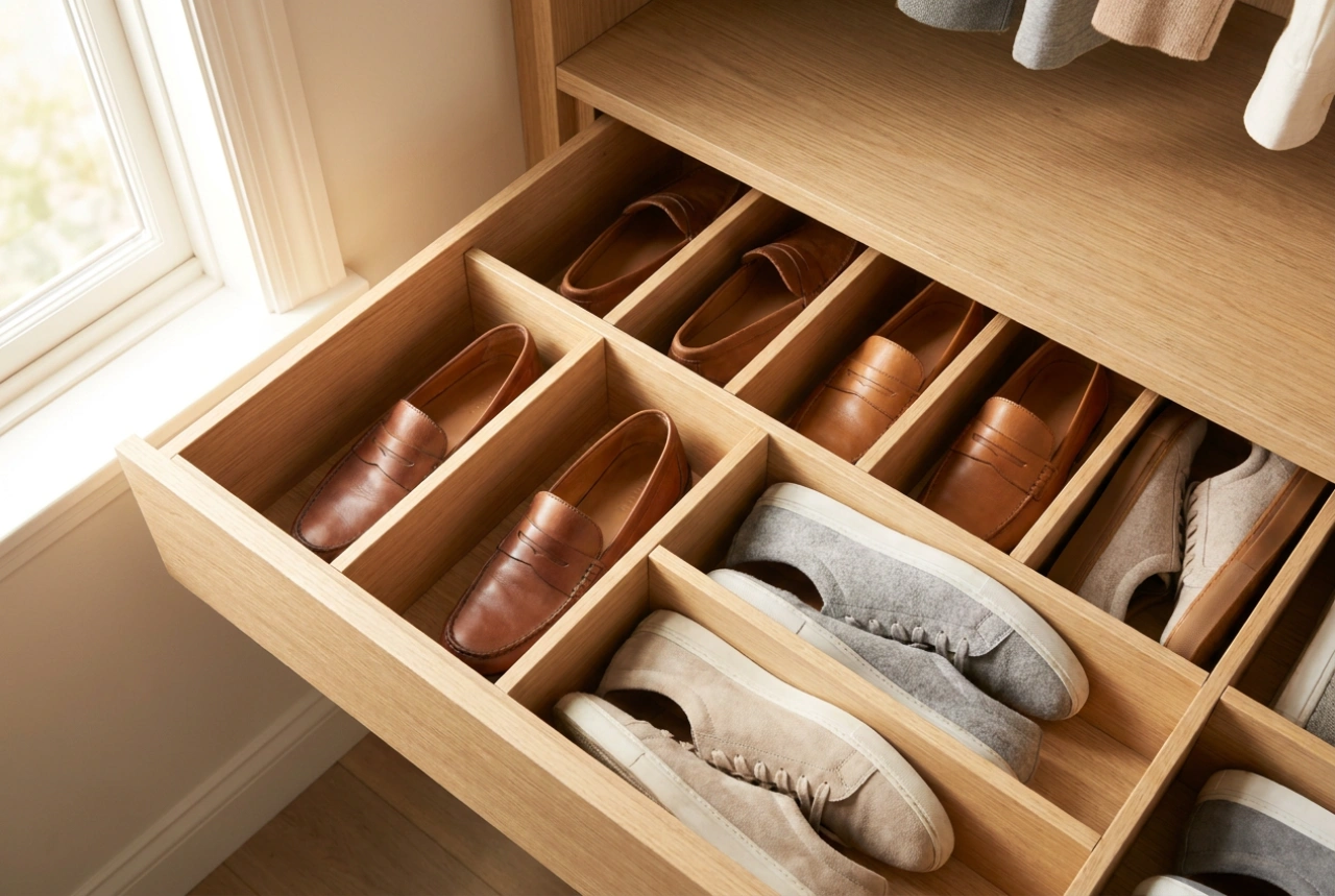 Schubladeneinsätze für Schuhe: Systematische Ordnung und Materialschutz im Kleiderschrank