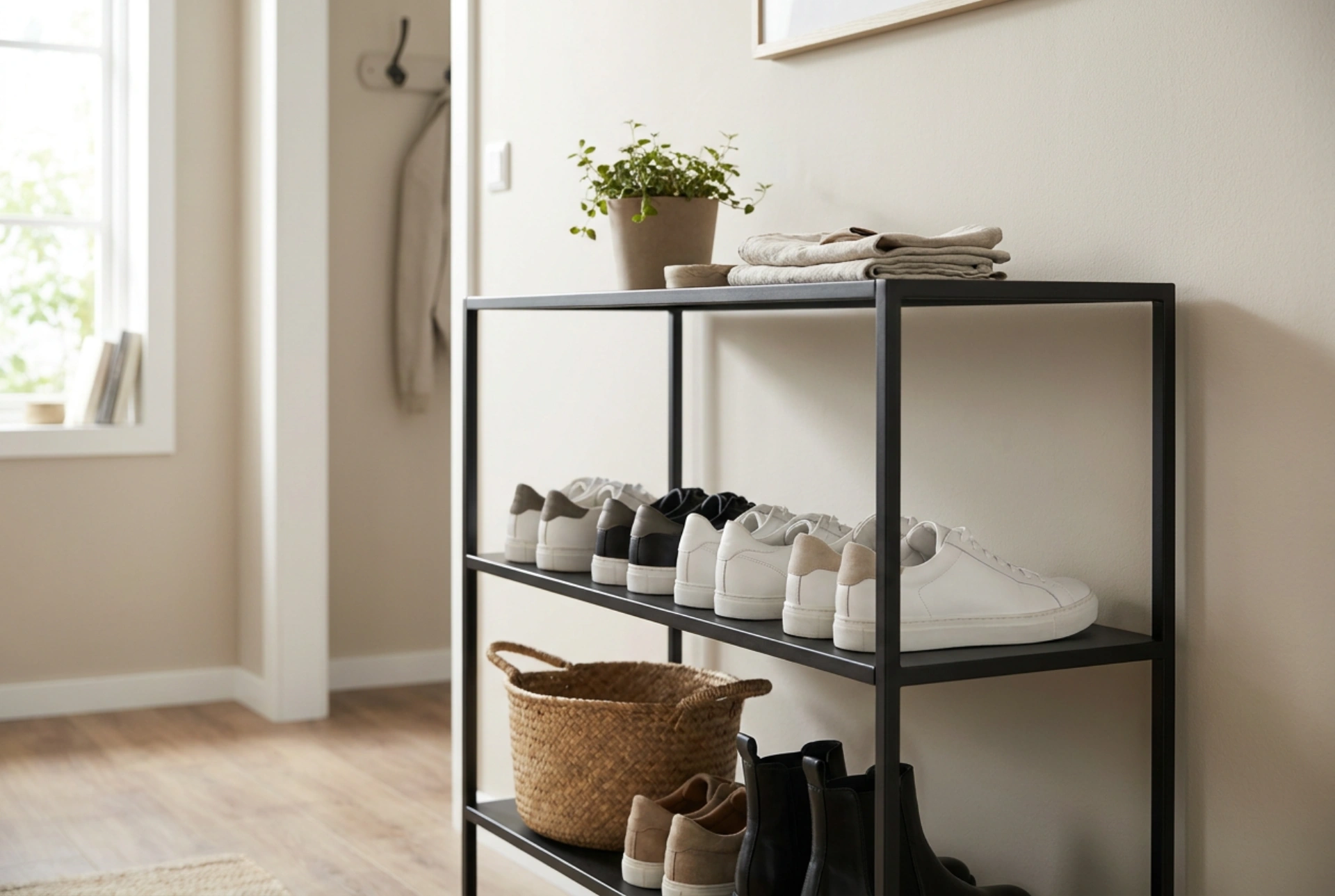 Schuhregal aus Metall: Systematische Ordnung im Flur durch Materialvorteile