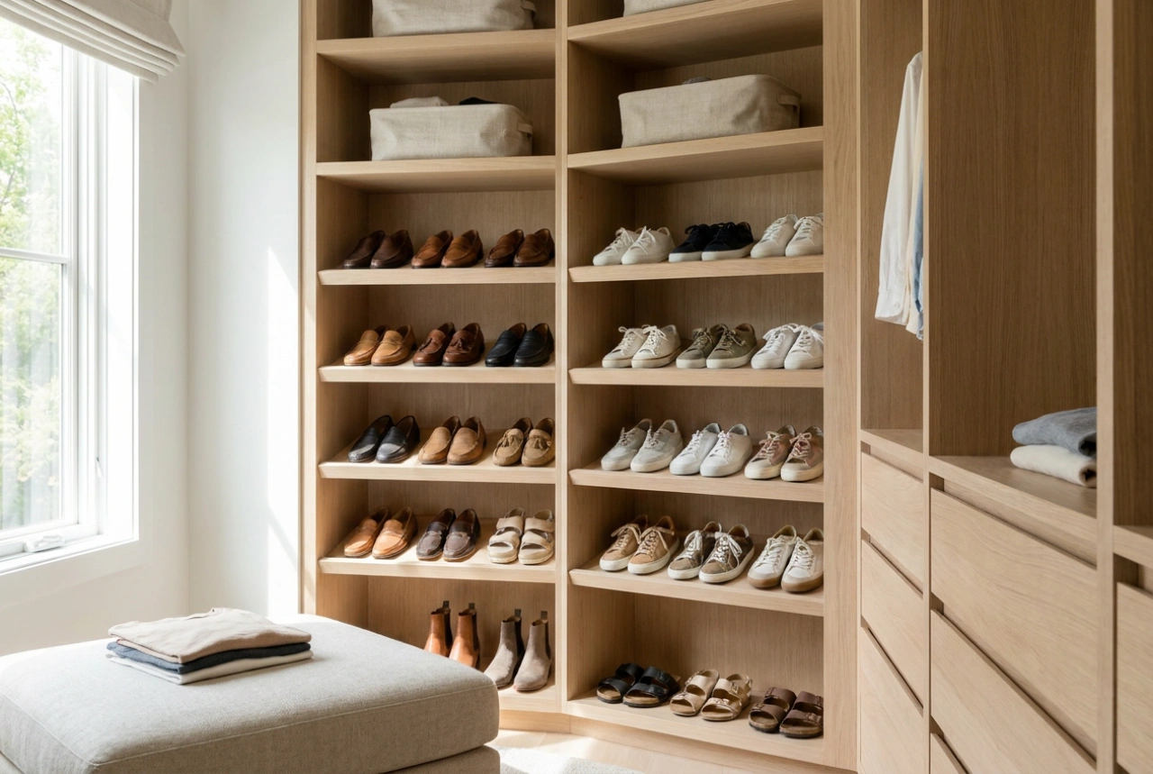 Schuhregale im Kleiderschrank: Schuhe richtig nach Saison sortieren
