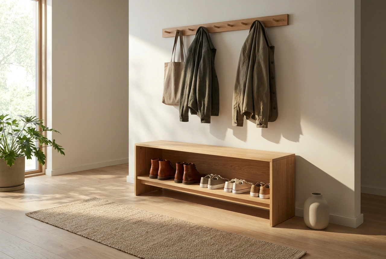 Schuhschrank und Schuhregal kombiniert für einen ordentlichen Flur