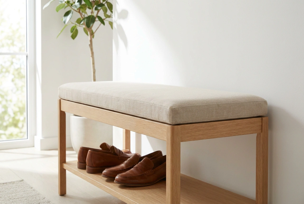 Schuhregal mit Sitzbank: Ergonomie und materialschonende Schuhpflege im Flur