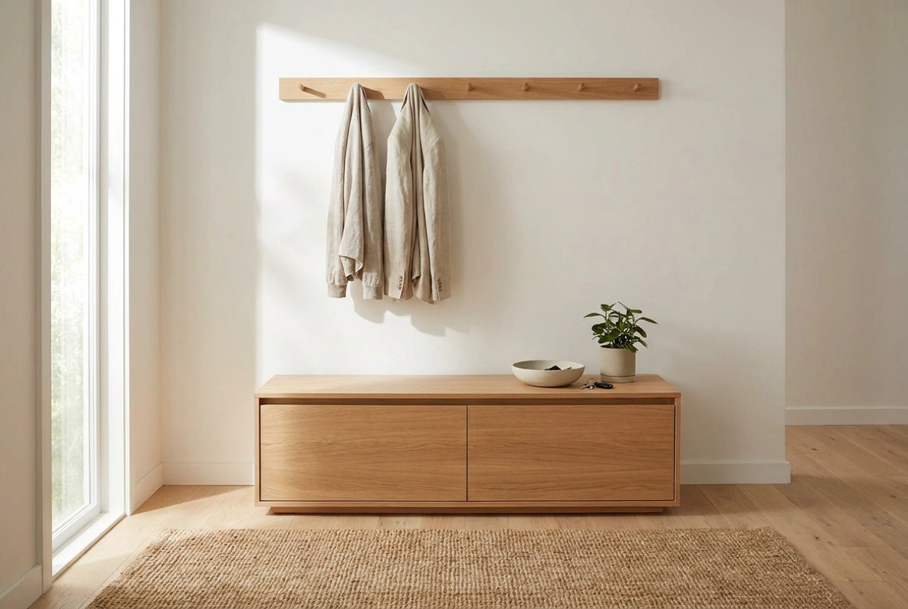 Flur einrichten mit Wandgarderobe und Schuhschrank