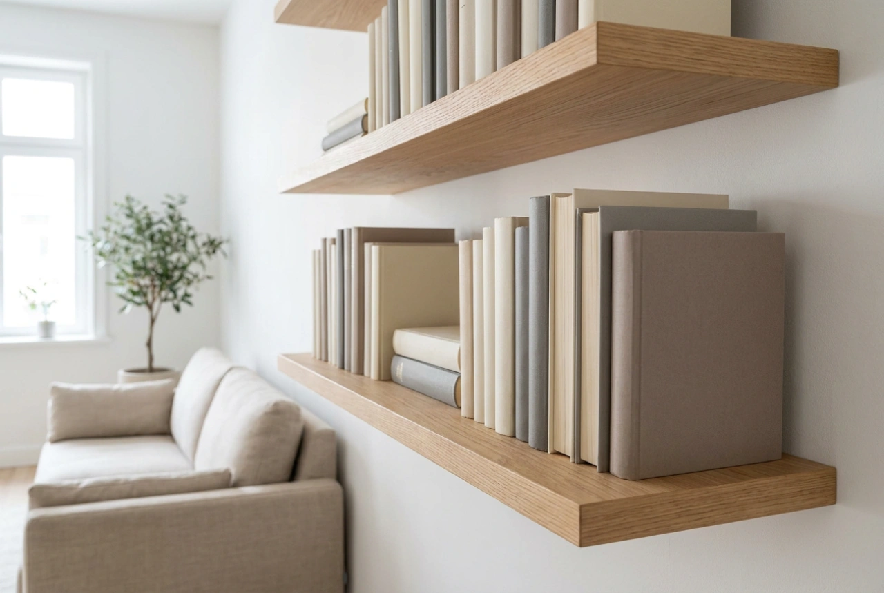 Schwebende Bücherregale: Konstruktion und Optik einer leichten Heimbibliothek