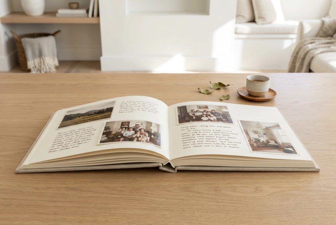 Das Fotoalbum mit Beschriftungen als übersichtliche Chronik von Familienereignissen