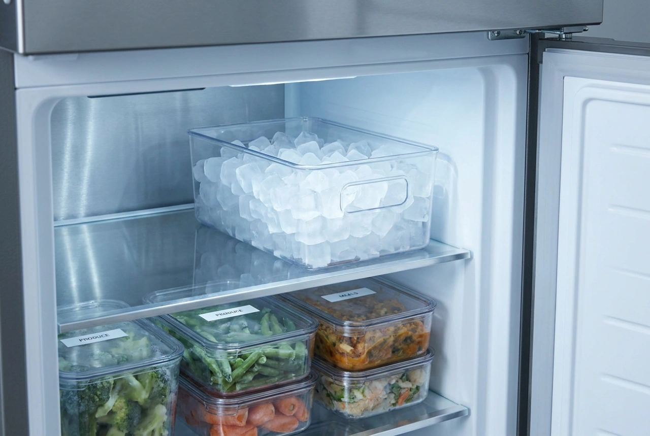Wie Sie den Kühlschrank mit Eiswürfelbereiter und den Eisbehälter richtig reinigen