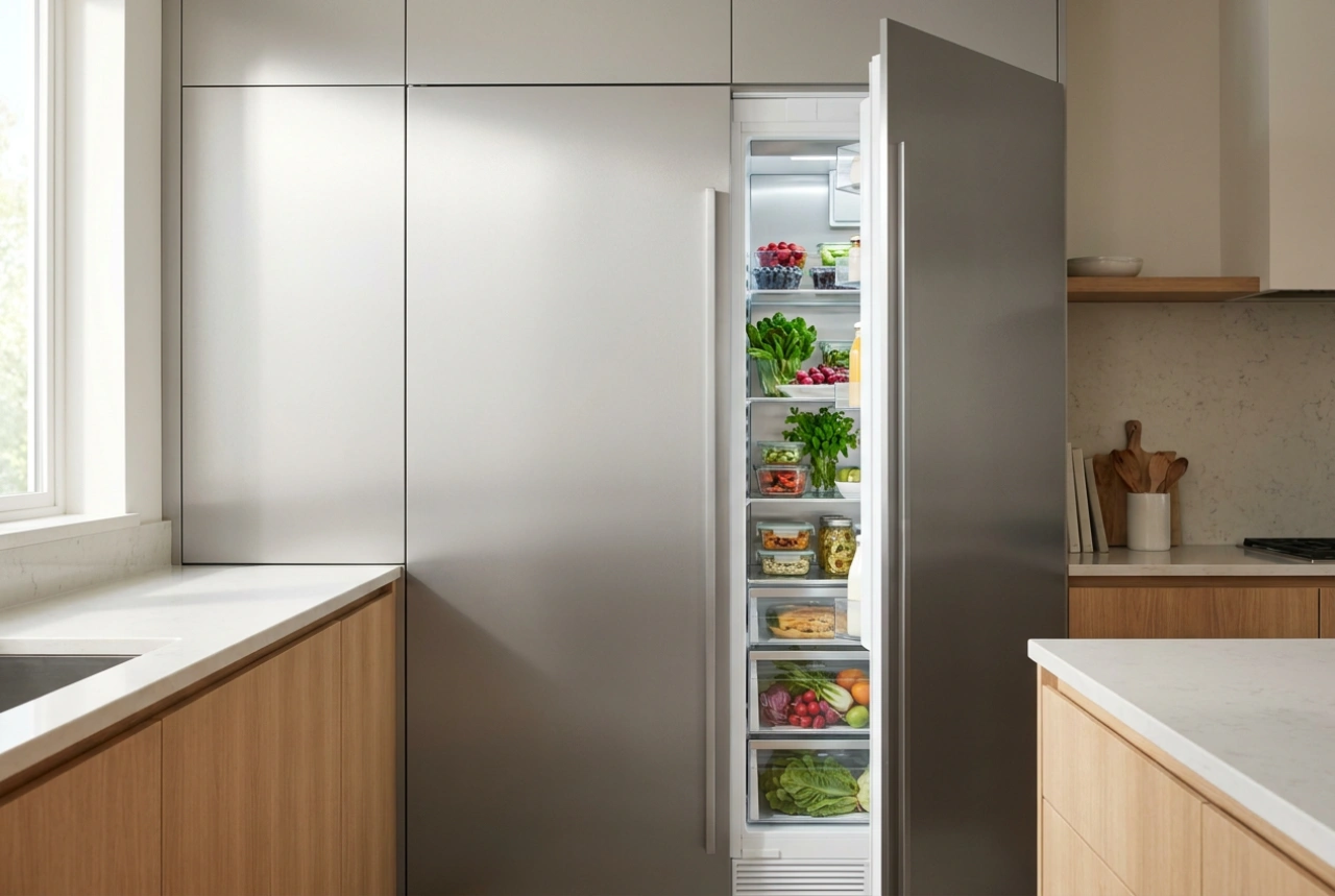 Schmaler Kühlschrank mit Eiswürfelbereiter: Regeln für die optimale Platzierung und Thermodynamik
