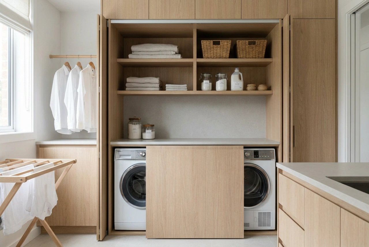Planung von Waschmaschine und Trockner im Einbauschrank